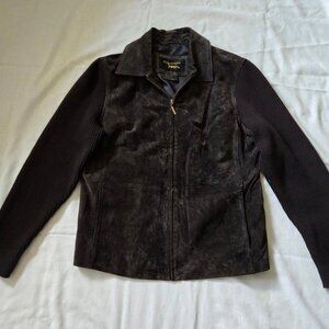 Size Large Fabio Ladies Brown Full Zip Suede Zip-up Sweater Jacket